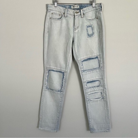 Madewell Slim Boyjean: Patched Up Edition in Georgia Wash, Y2K, Size 26 NWOT - Picture 3 of 12
